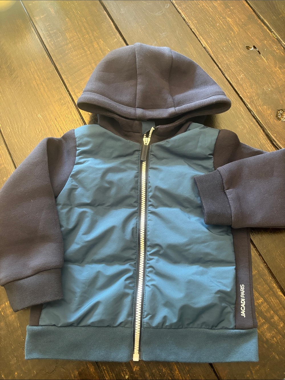 Jacadi Navy and Blue Quilted Hooded Zip Jacket